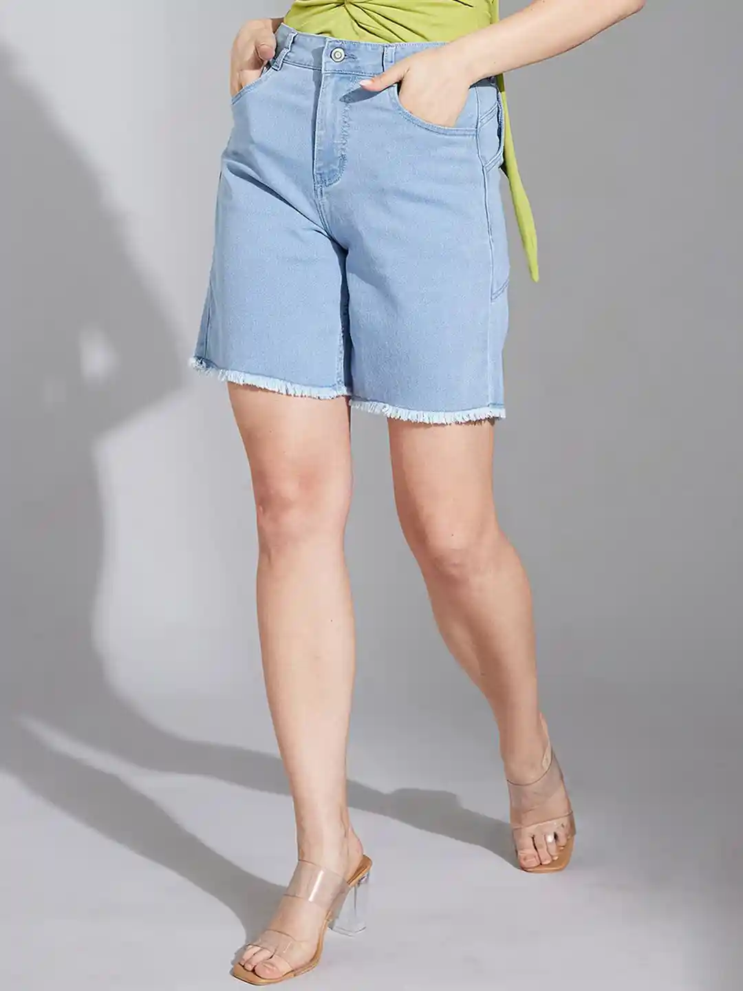 Life With Pockets Women Regular High Rise Clean Look Above Knee Stretchable  Denim Shorts
