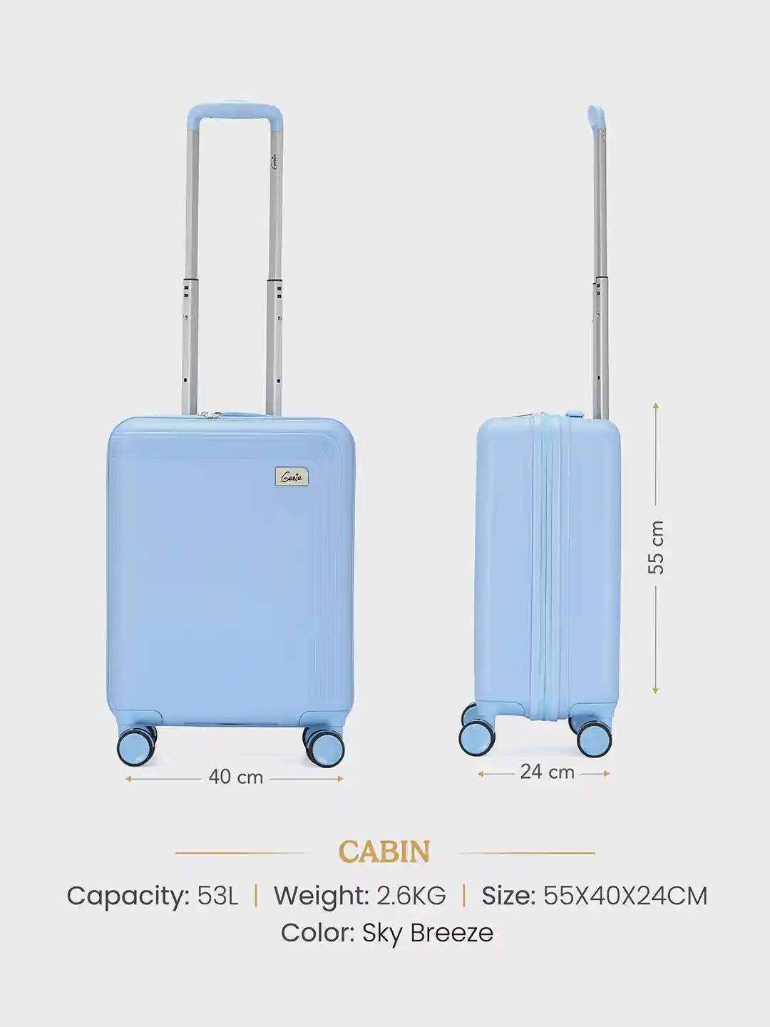 Buy Genie Unisex Rhythm Hard Shell Cabin Trolley Suitcase 55L