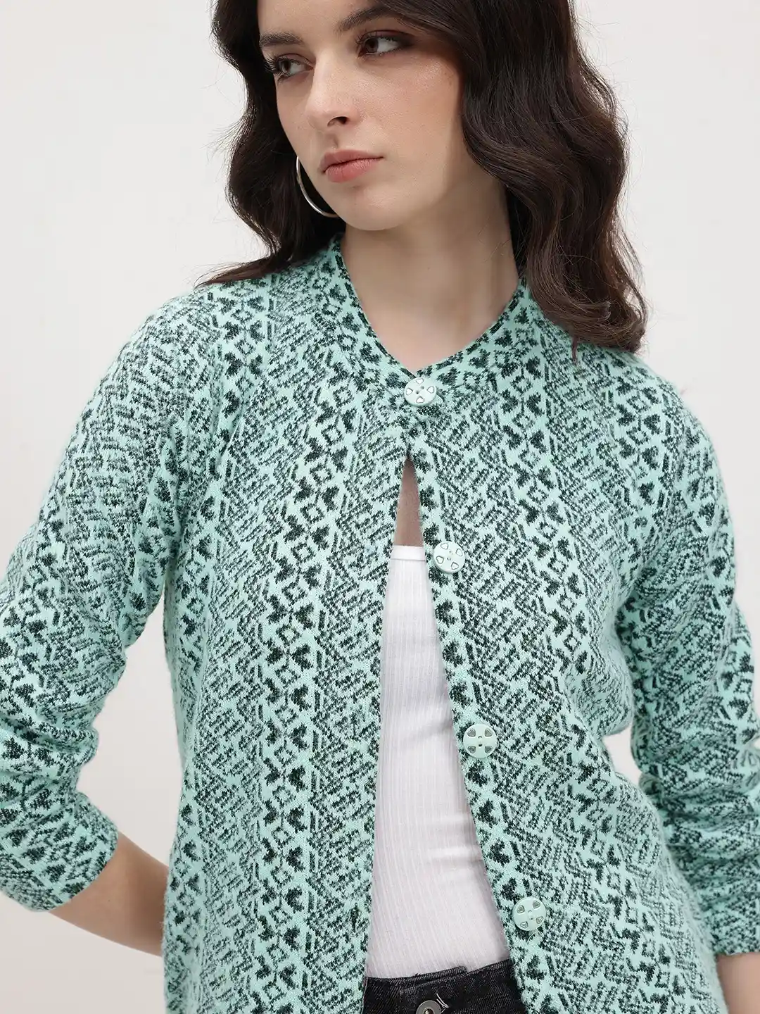 Buy The Roadster Life Co Striped Chevron Woollen Cardigan