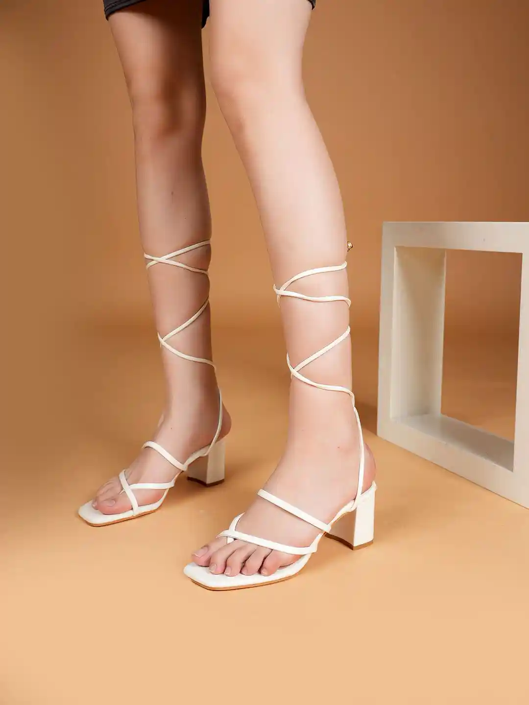 DressBerry Women Open Toe Lace-Ups Block Heels Sandals