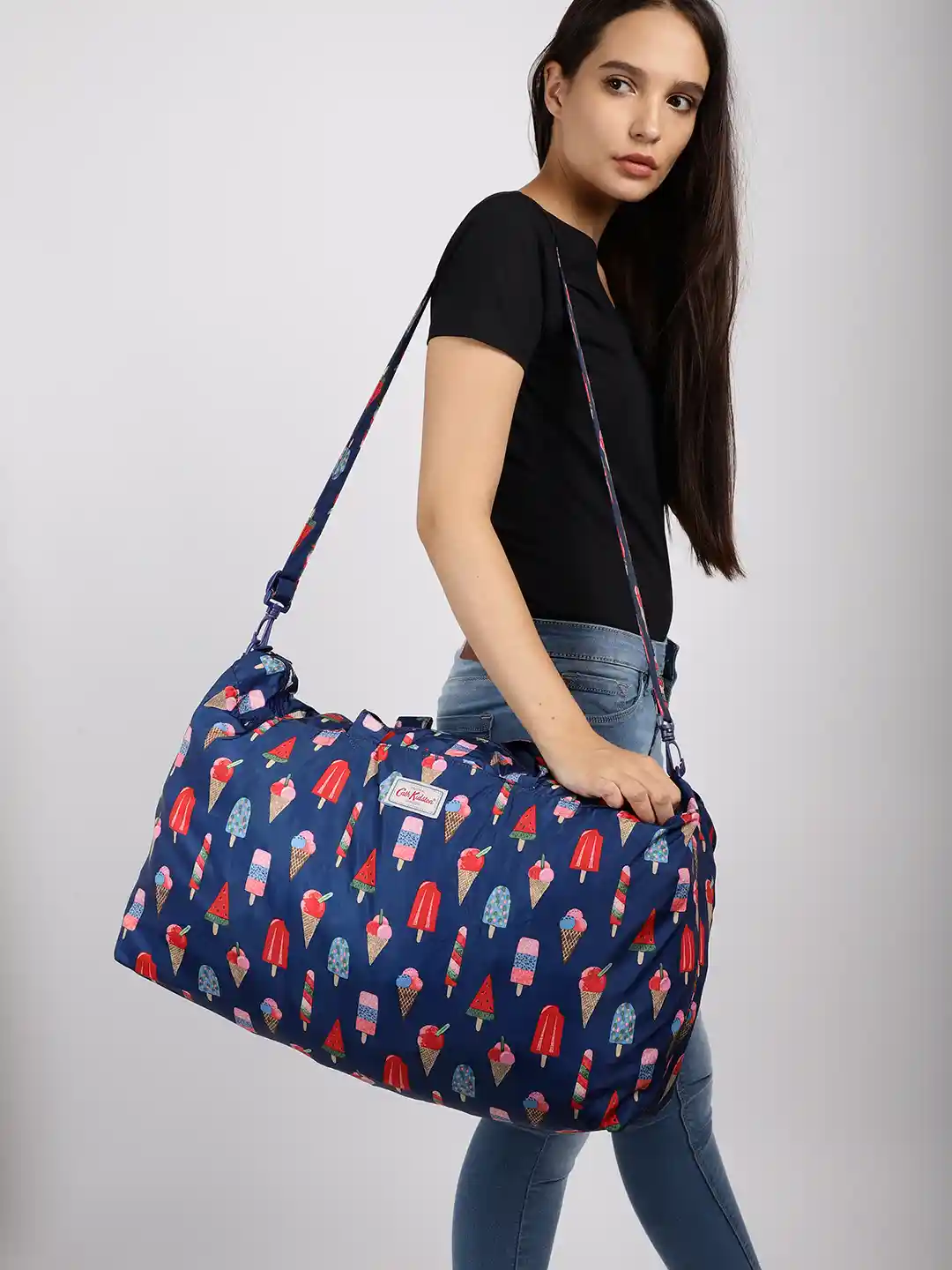 Buy Cath Kidston Navy Printed Foldaway Duffel Bag Duffel Bag for