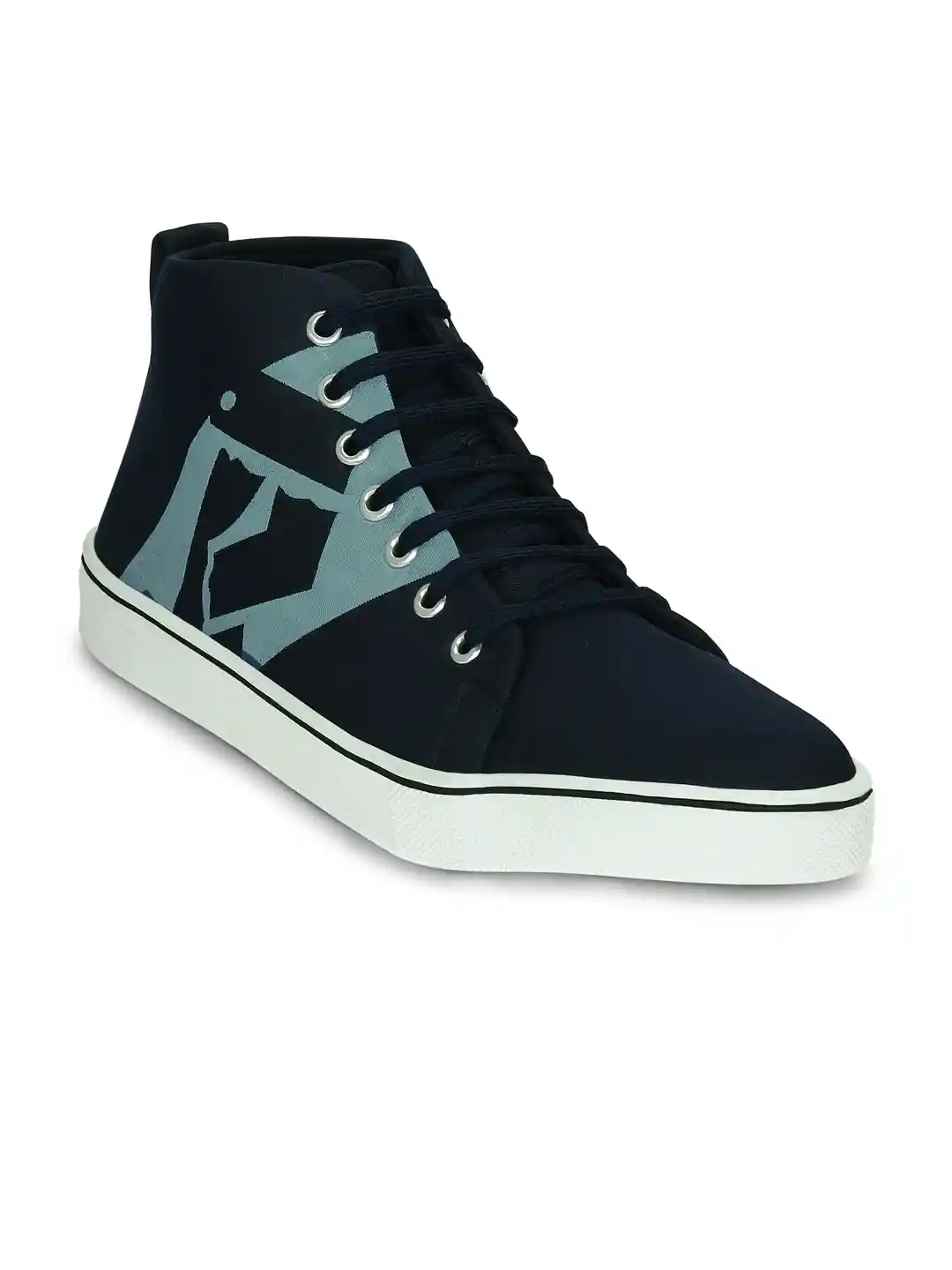 Buy Kielz Men Navy Blue Solid Canvas High-Top Sneakers Casual