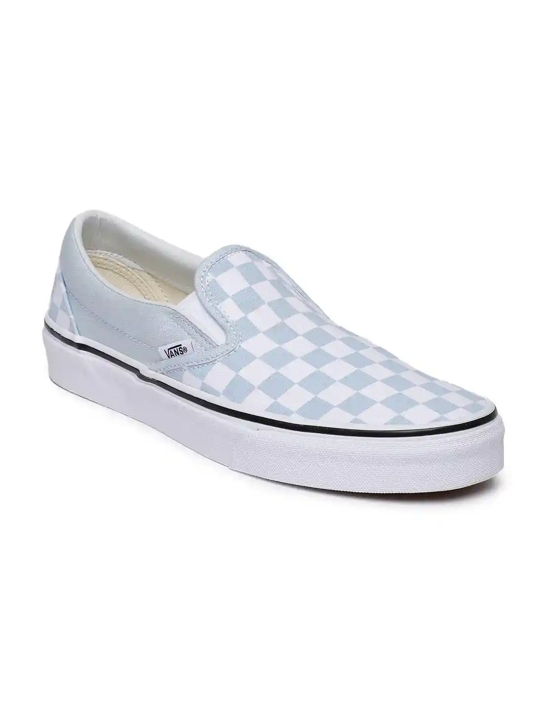Vans Unisex Blue White Checked Classic Slip-On Sneakers
