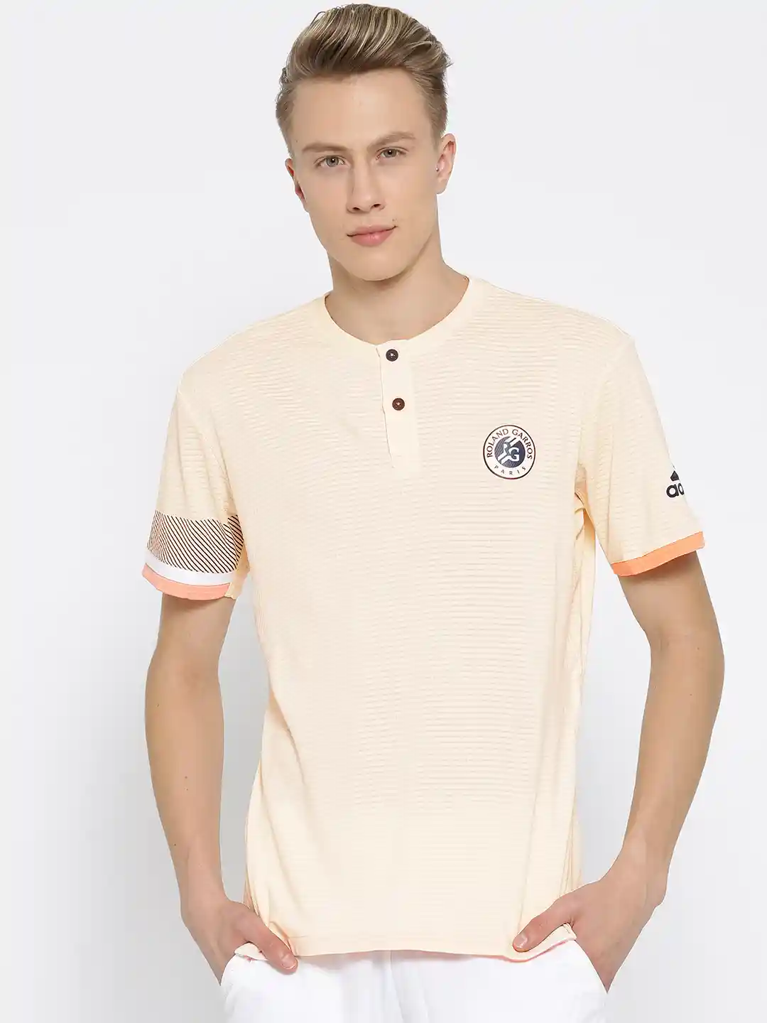 Mens Tshirt Adidas T Shirt Creme ADIDAS Men Cream-Coloured