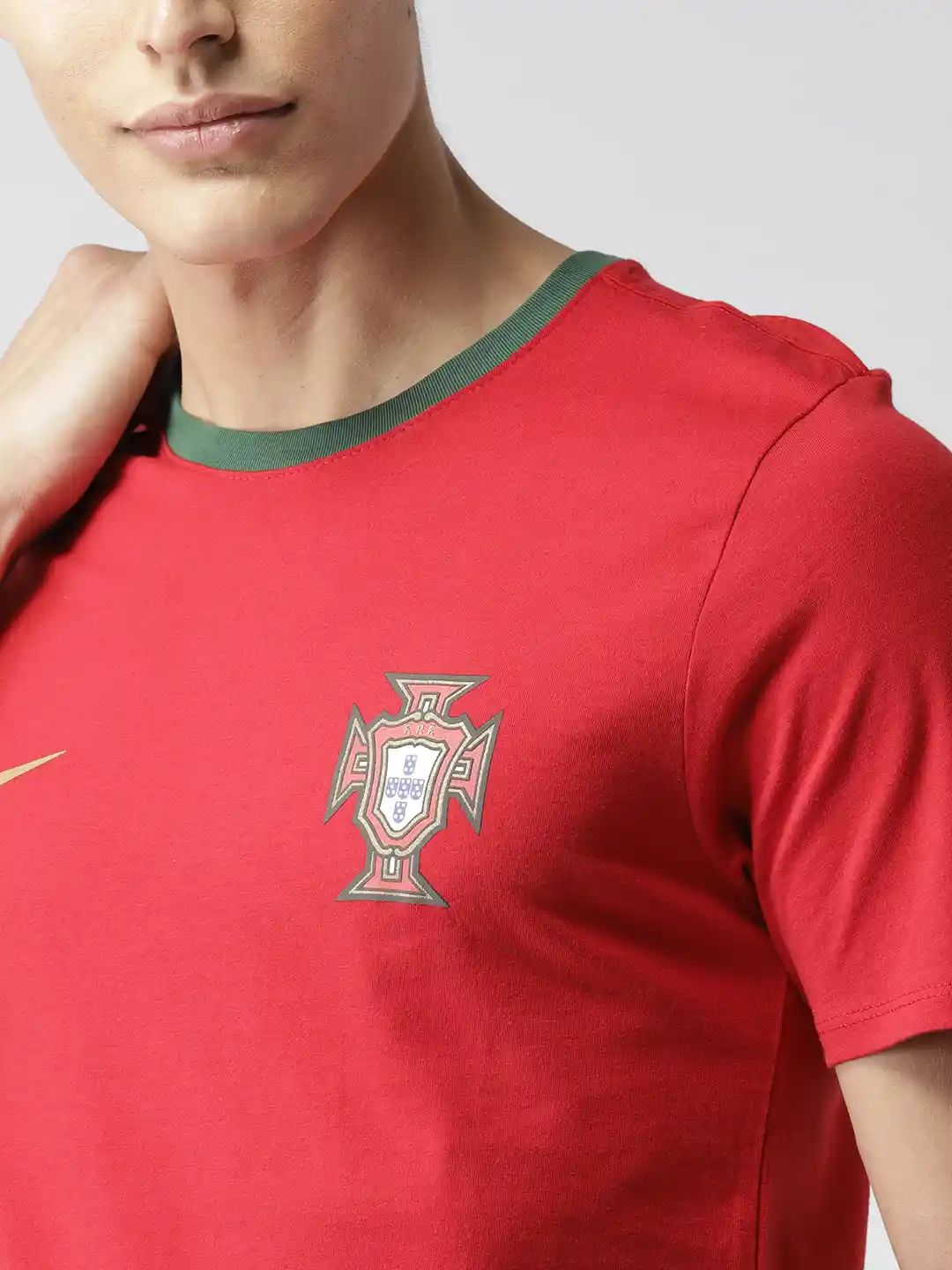 Buy Nike Men Red Portugal FPF Crest Football Pure Cotton T-shirt