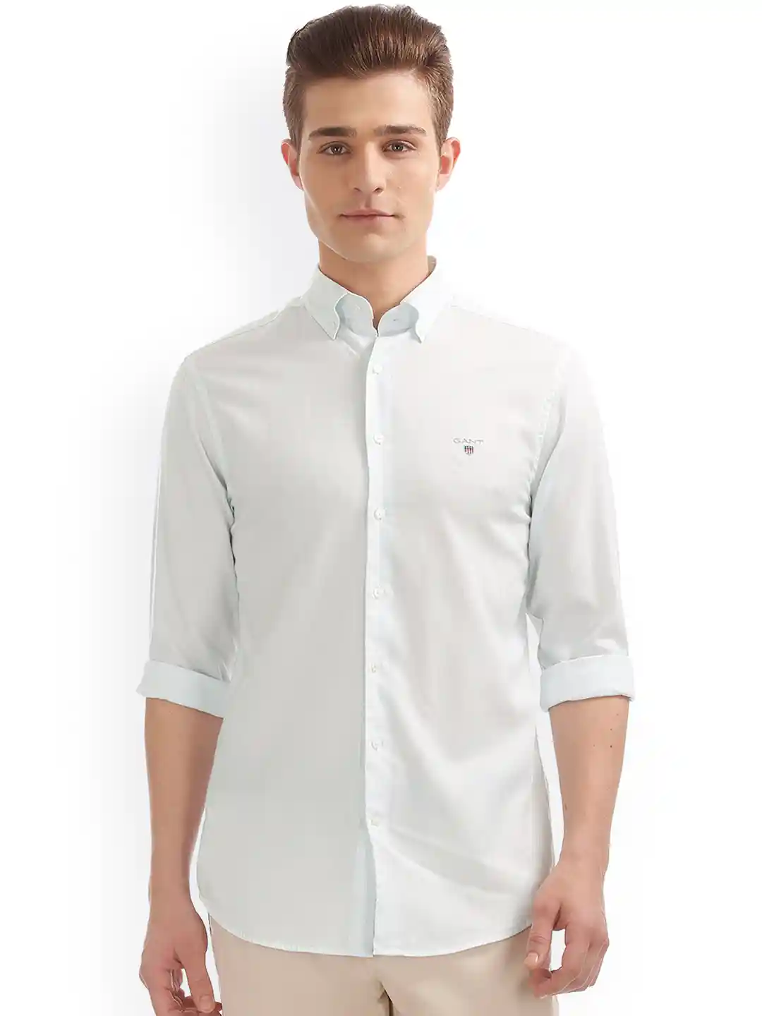 Buy GANT Men Blue Off-White Classic Regular Fit Striped Casual