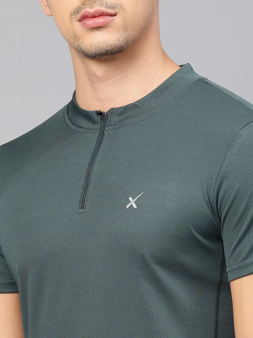 Buy HRX by Hrithik Roshan Men Blue Half Zipper Rapid Dry Cycling T