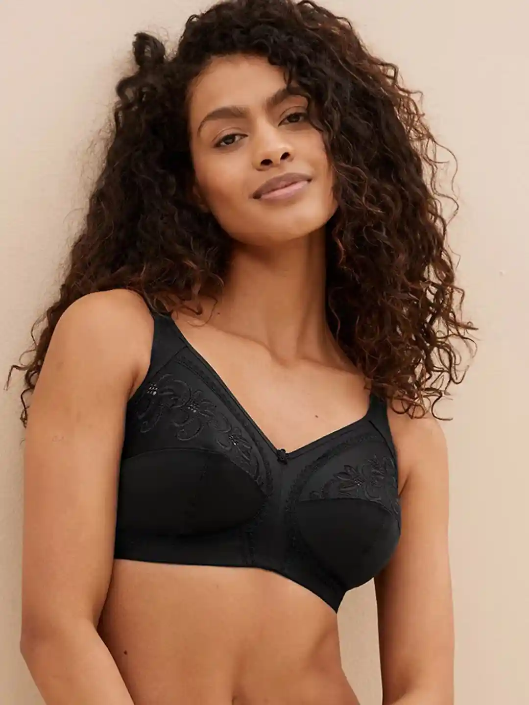 Buy Marks & Spencer Black Floral Lace Detail Bra - Bra for