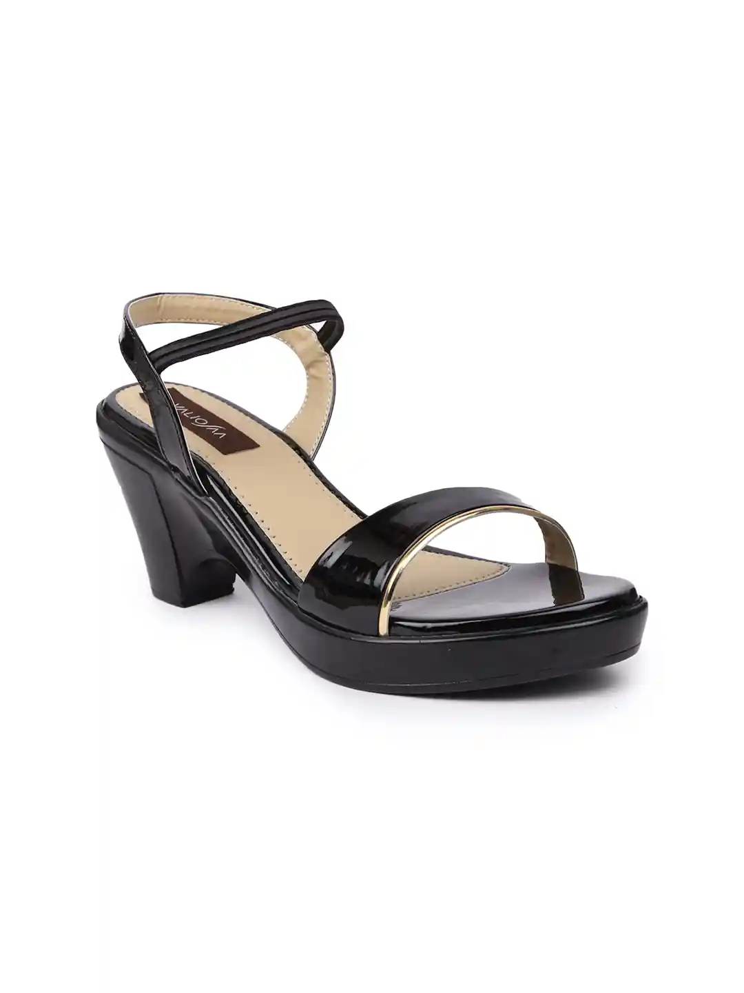 Buy VALIOSAA Women Black Solid Sandals Heels for Women 4691366