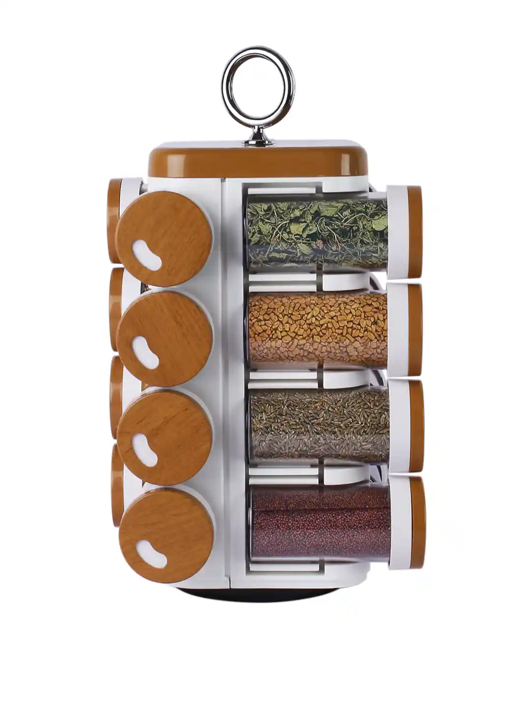 Buy JVS Brown Plastic Set of 16 Jar Spice Rack Spice Box for