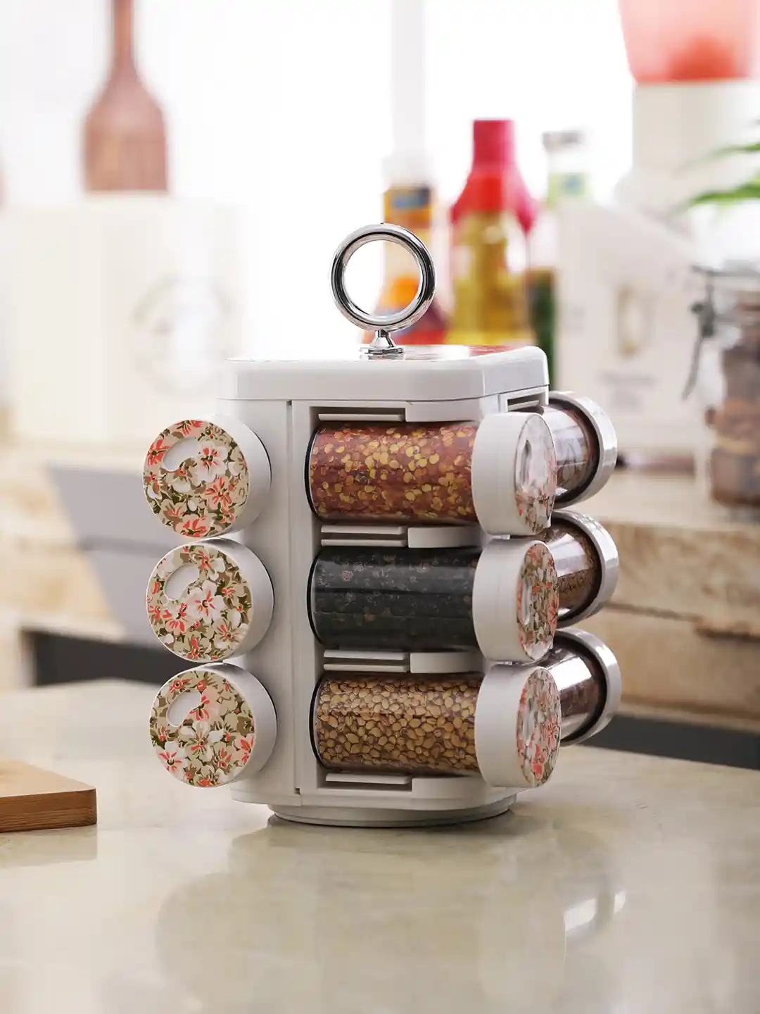 Buy JVS White Set of 12 Jar Plastic Spice Rack Spice Box for