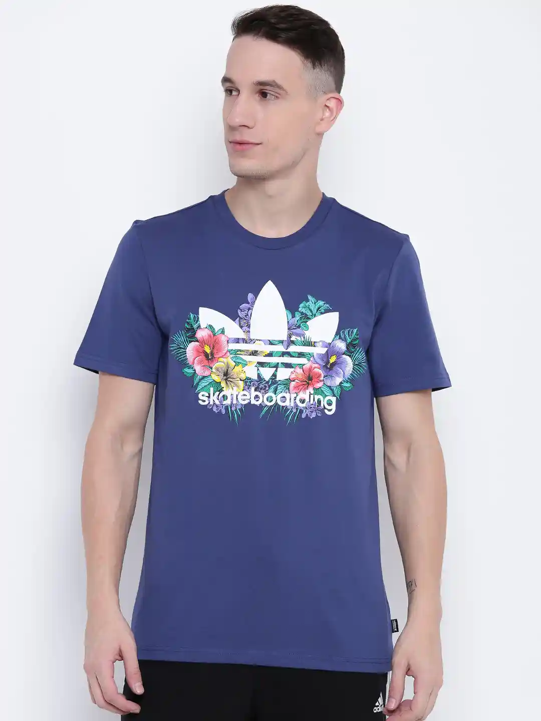 Flower Print Adidas Flower Logo T Shirt ADIDAS Originals Men Navy