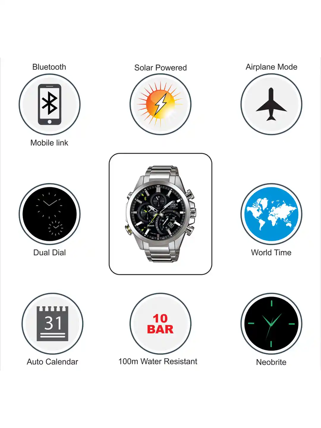 Buy CASIO EDIFICE Men Black Analogue Smart Watches (EX209) EQB