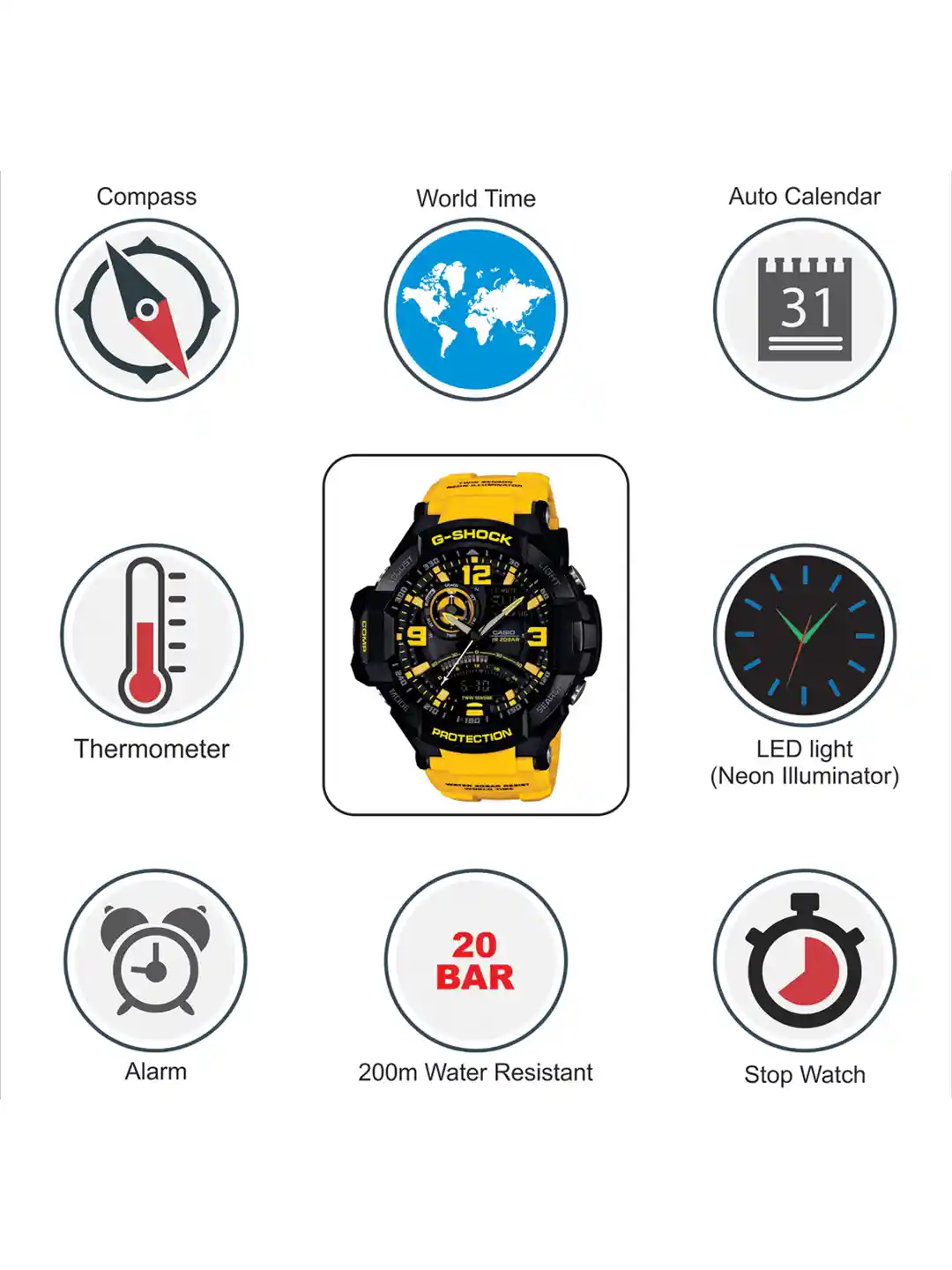 Buy Casio G-Shock Men Yellow Analogue Watches (G543) GA-1000-9BDR