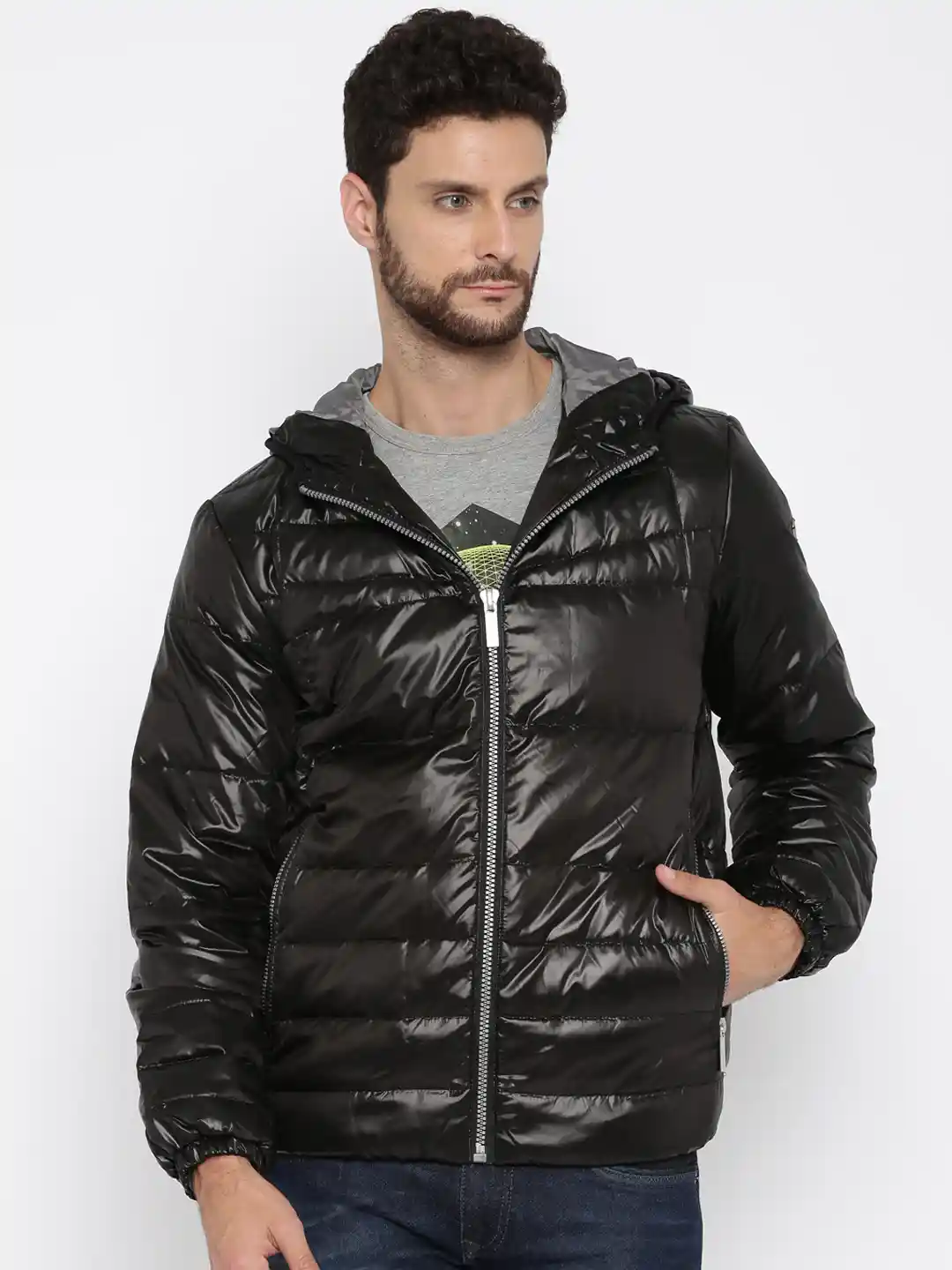 Buy Calvin Klein Jeans Black Hooded Puffer Jacket Jackets for
