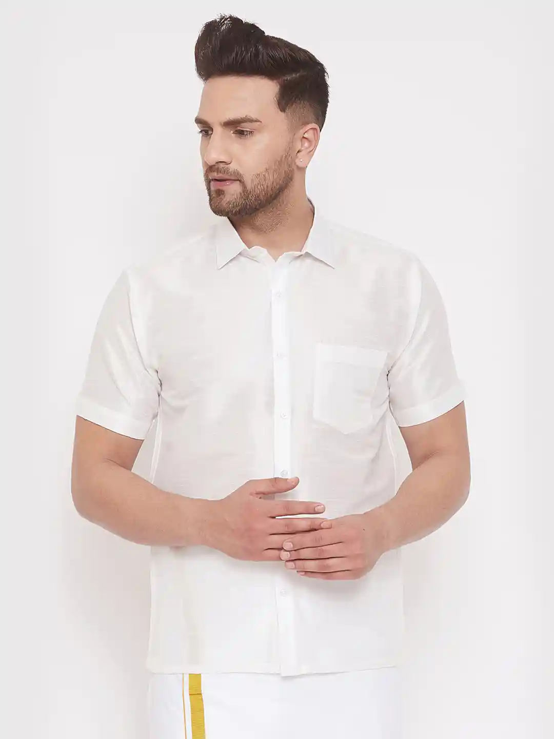 Buy VASTRAMAY Men White Regular Fit Solid Party Shirt Shirts for