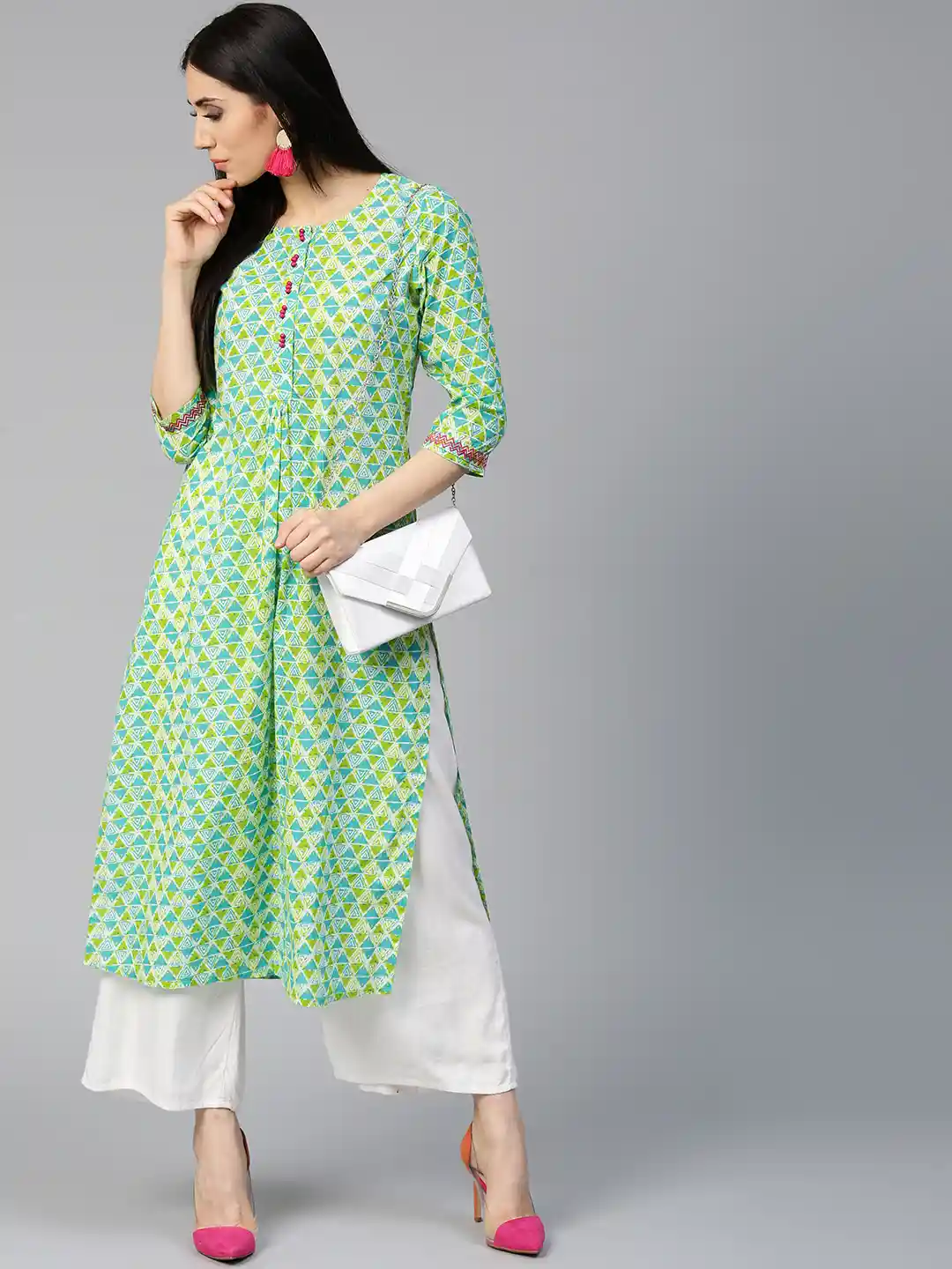 Jaipur Kurti Women Geometric Printed Straight Kurta