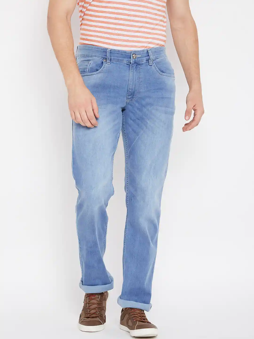 Buy Numero Uno Men Blue Frazer Straight Fit Mid-Rise Clean Look