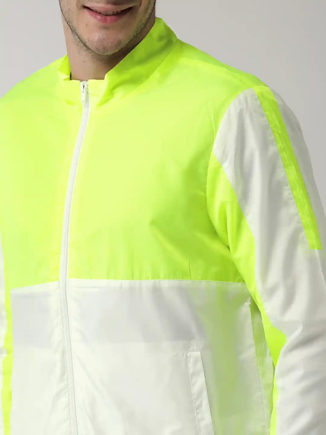 ジャケット M 緑/白 Buy Mast & Harbour Men Fluorescent Green & White Colourblocked