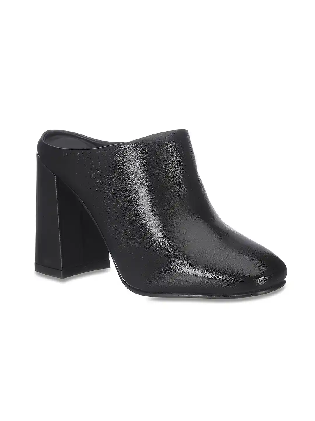 Buy Saint G Women Black Leather Block Heel Mules Heels for Women