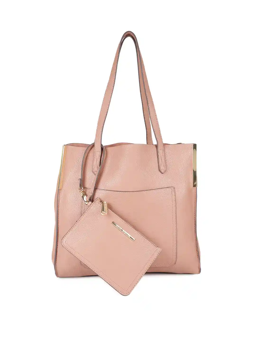 Buy Steve Madden Dusty Pink Solid Tote Bag with Pouch Handbags