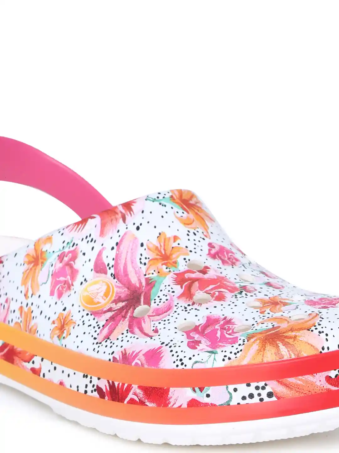 Buy Crocs Unisex White Pink Printed Clogs Flip Flops for