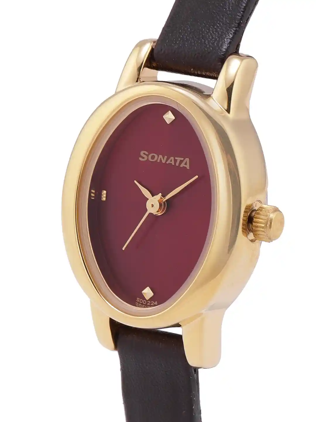 Buy Sonata Women Burgundy Dial Leather Strap Analogue Watch - Main Image