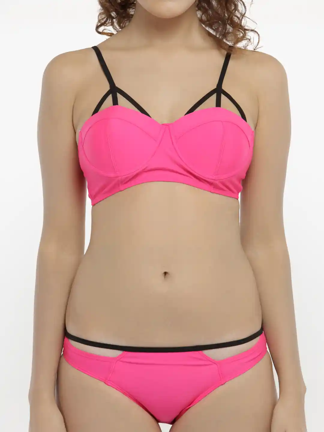 Buy N-Gal Pink Solid Bikini Set NNG41092 Swimwear for Women