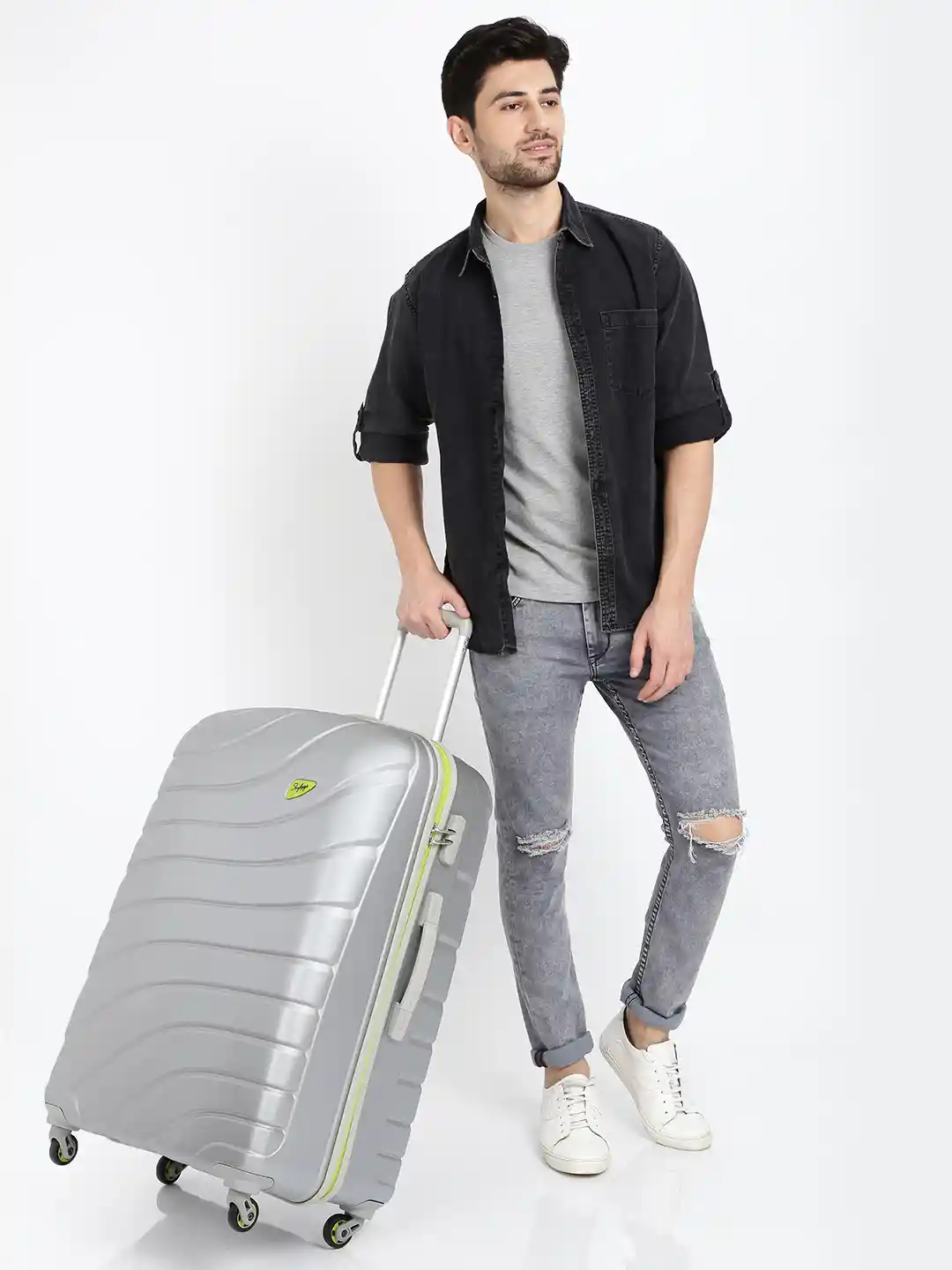 Buy Skybags Unisex Silver COLORADO STROLLY 80 360 Large Trolley