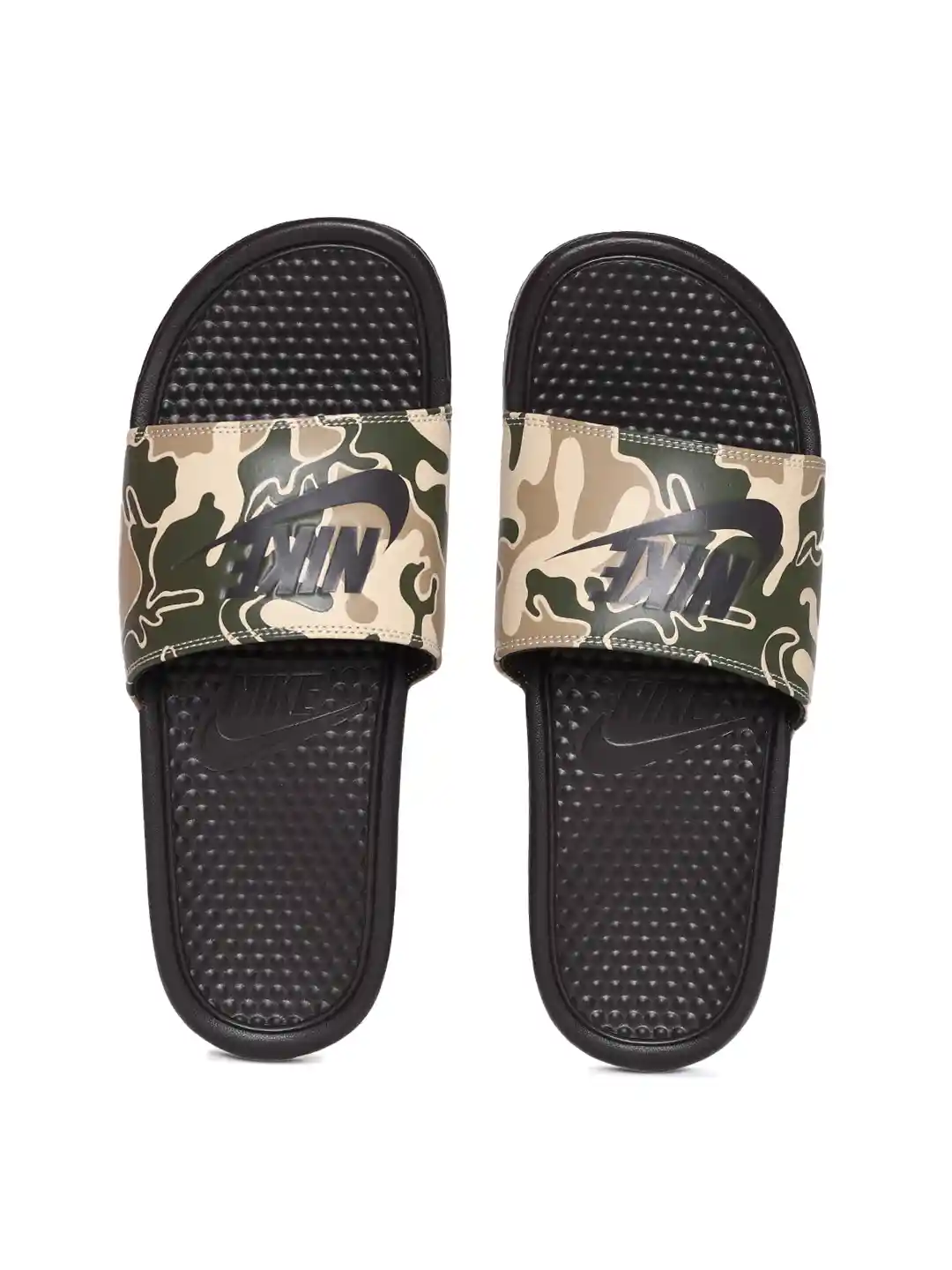 Buy Nike Men Brown Beige Camouflage Printed Sliders Flip Flops