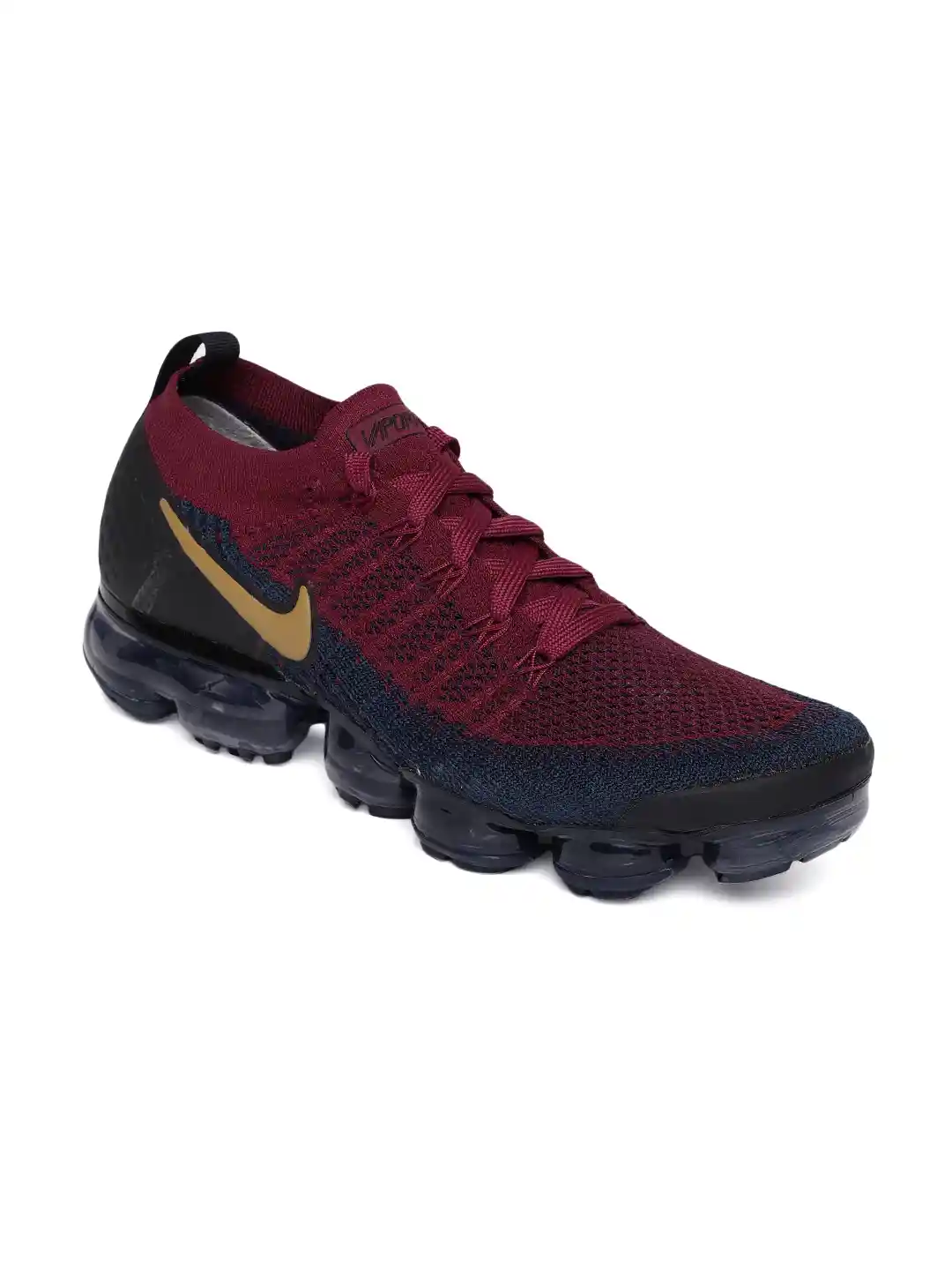 Nike Men Maroon Blue Air Vapormax Flyknit Running Shoes
