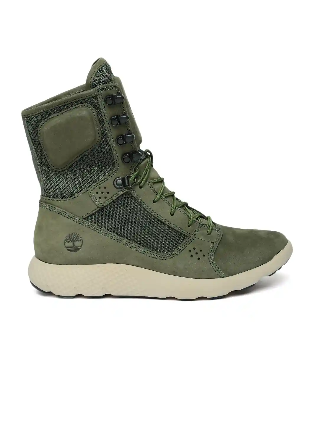 Buy Timberland Men Olive Green Solid Leather High-Top FLYROAM