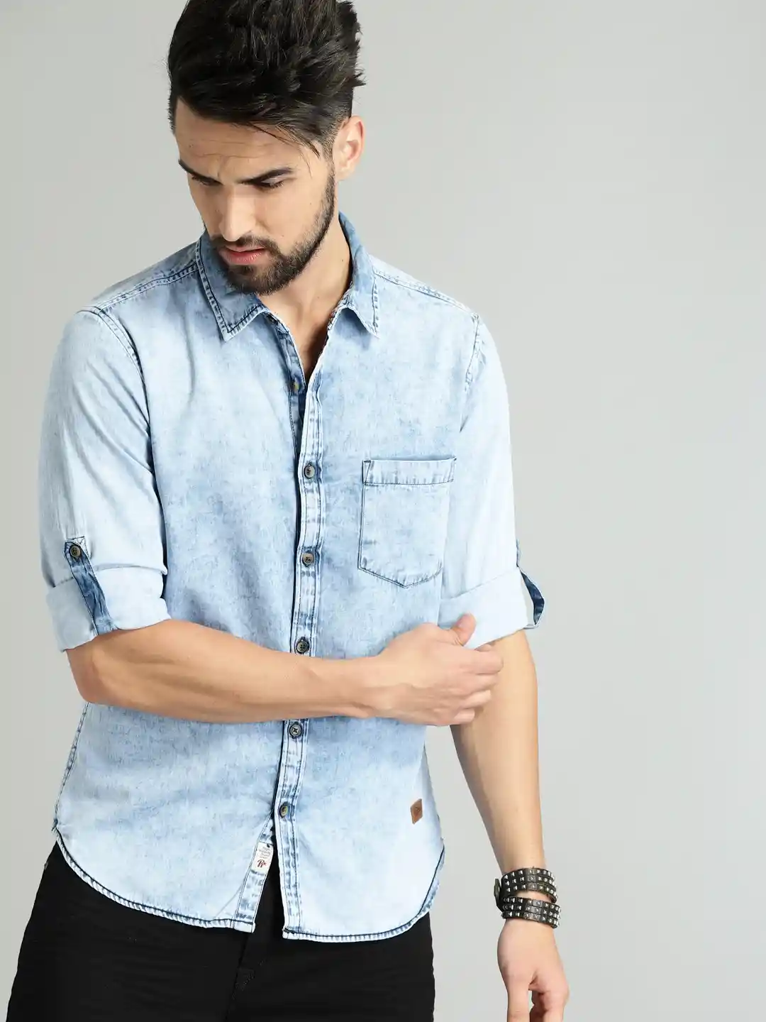 Buy Roadster Men Blue Faded Denim Casual Shirt Shirts for Men