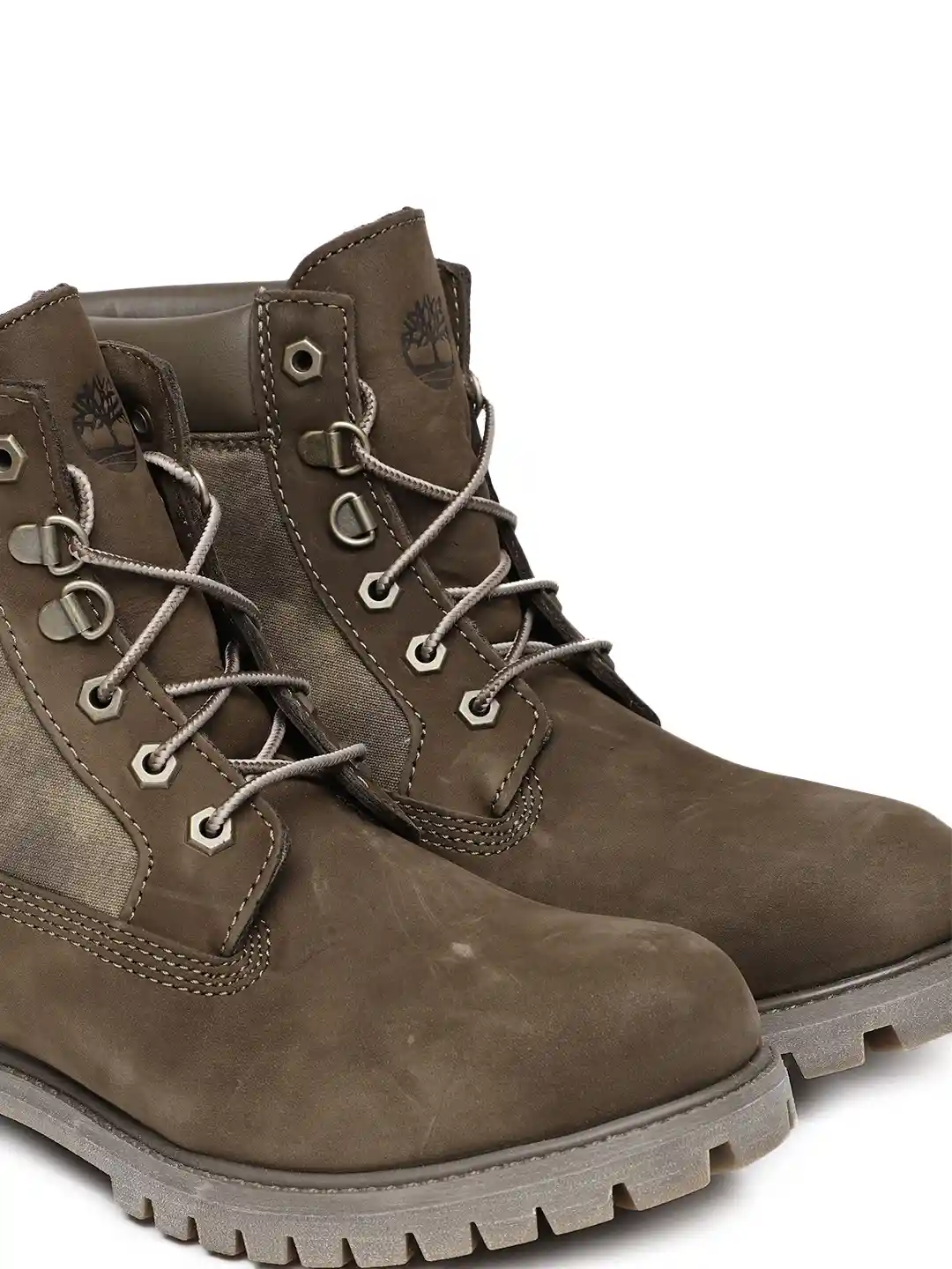 Buy Timberland Men Olive Green IN Panel Leather High-Top Boots