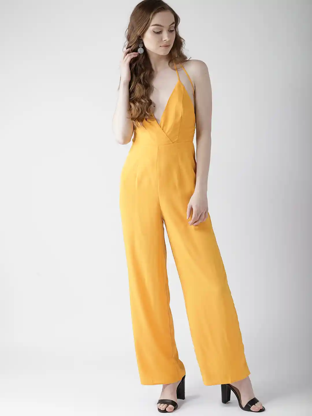 Buy FOREVER 21 Yellow Solid Basic Jumpsuit Jumpsuit for Women