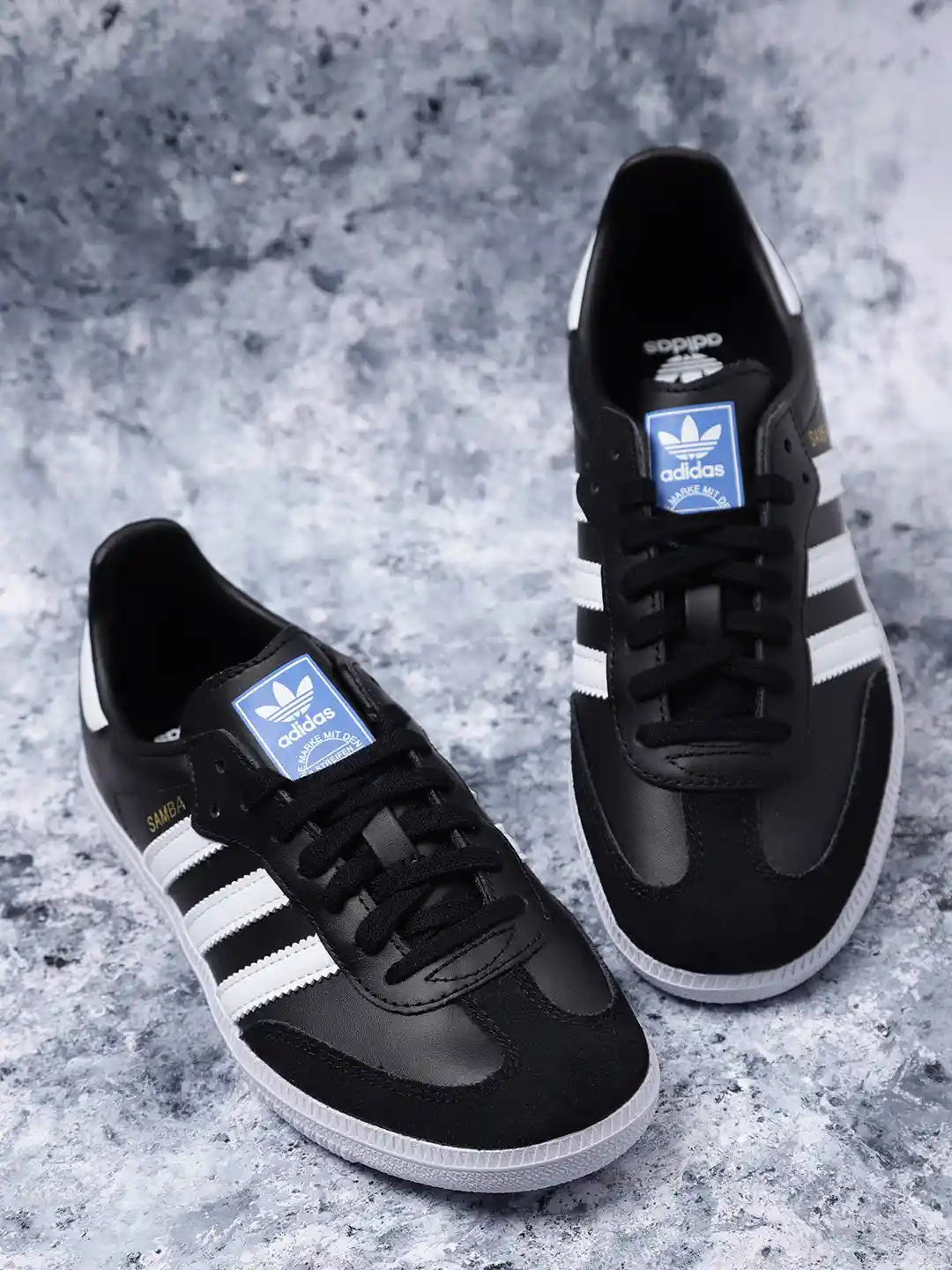 Buy Adidas Originals Kids Black Samba OG J Leather Sneakers