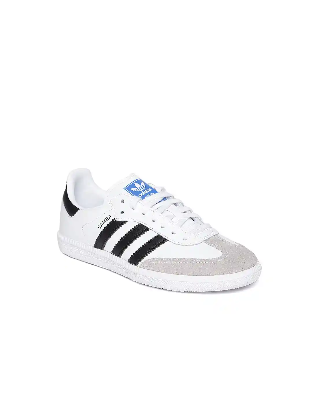 Buy Adidas Originals Kids White & Grey Samba OG J Leather Sneakers
