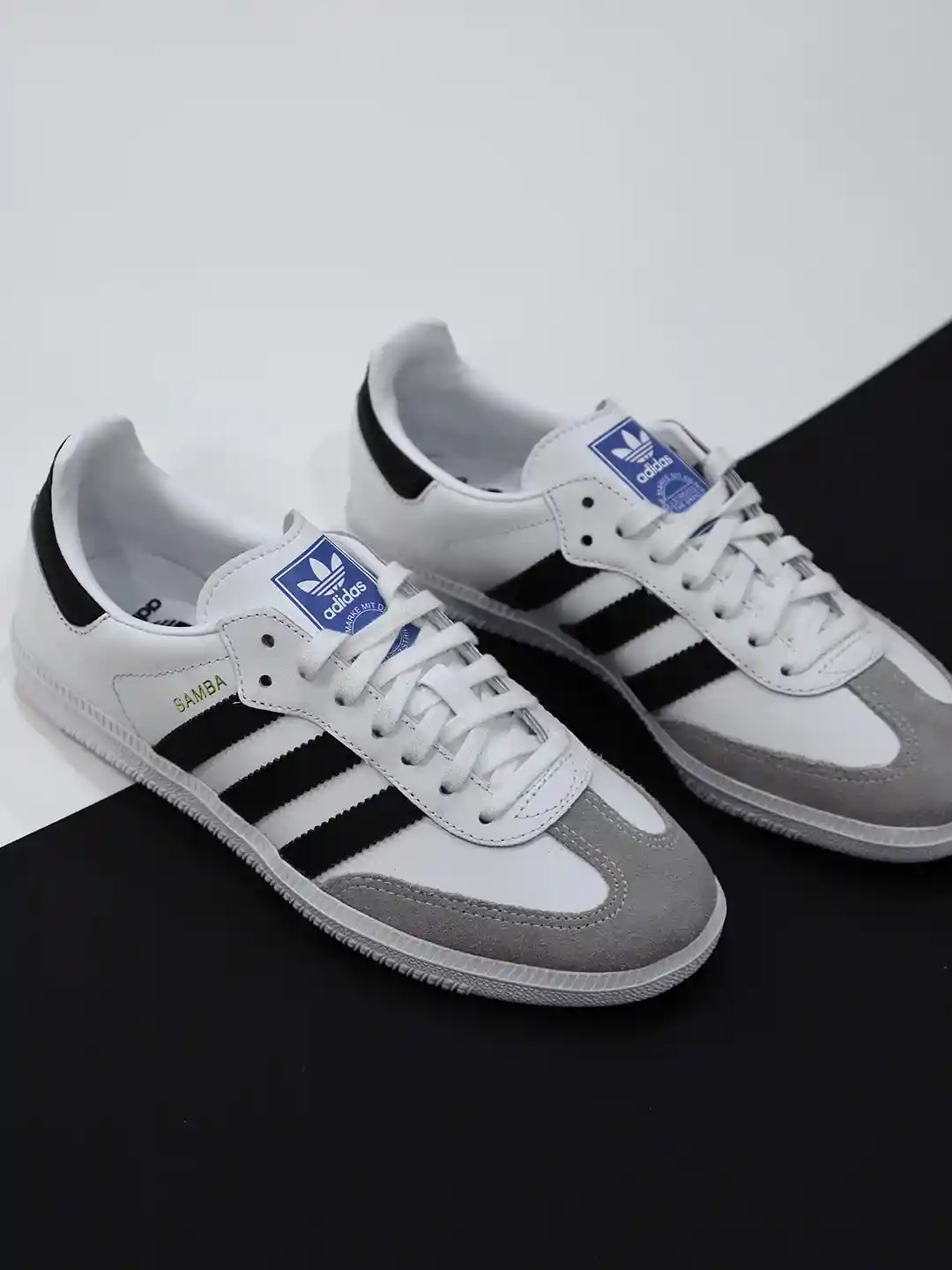 Buy Adidas Originals Kids White Grey Samba OG J Leather Sneakers