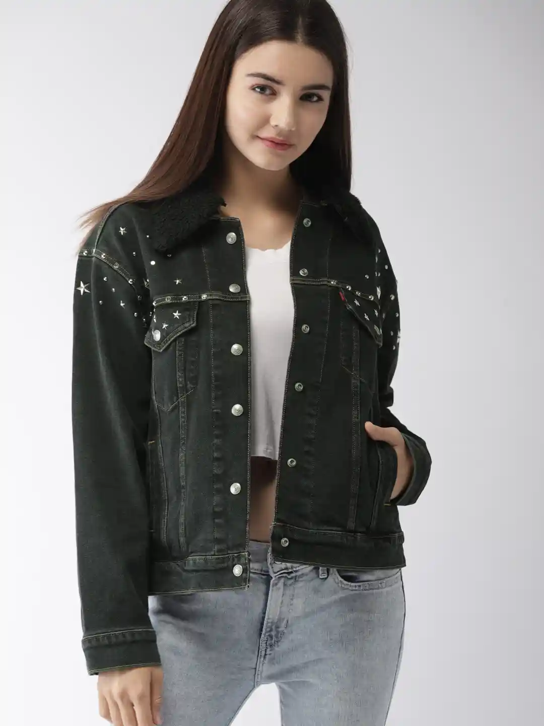 Black Levis Jacket Outfit Trucker Jacket Outfit Black Fur Lined