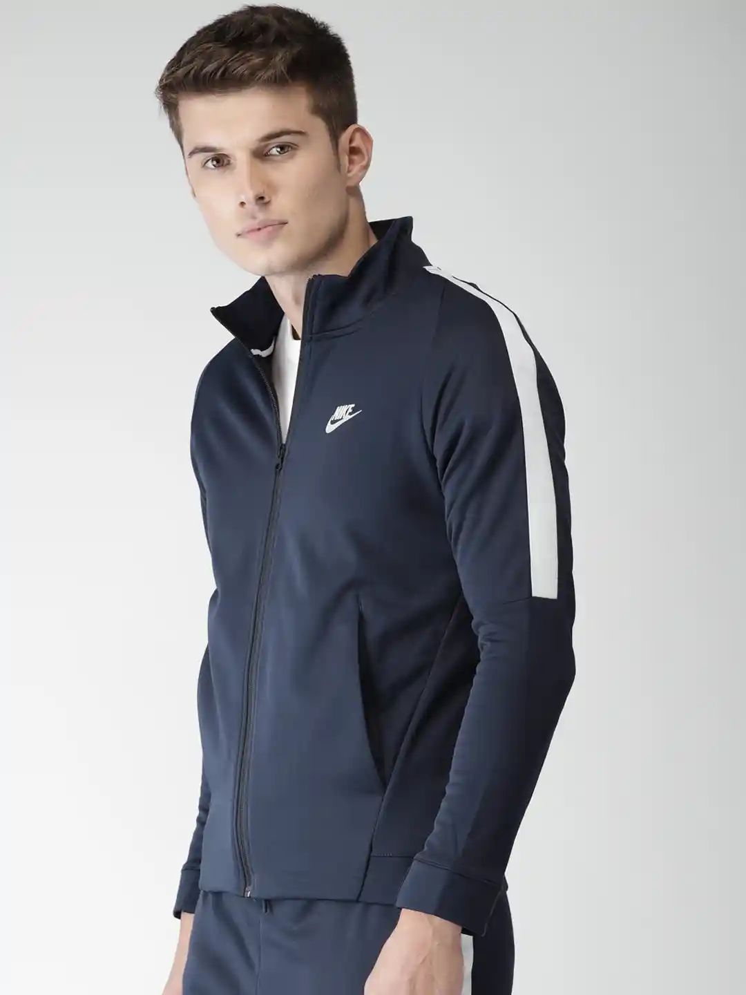 Buy Nike Men Navy Blue Standard Fit N98 JKT PK TRIBUTE Sporty