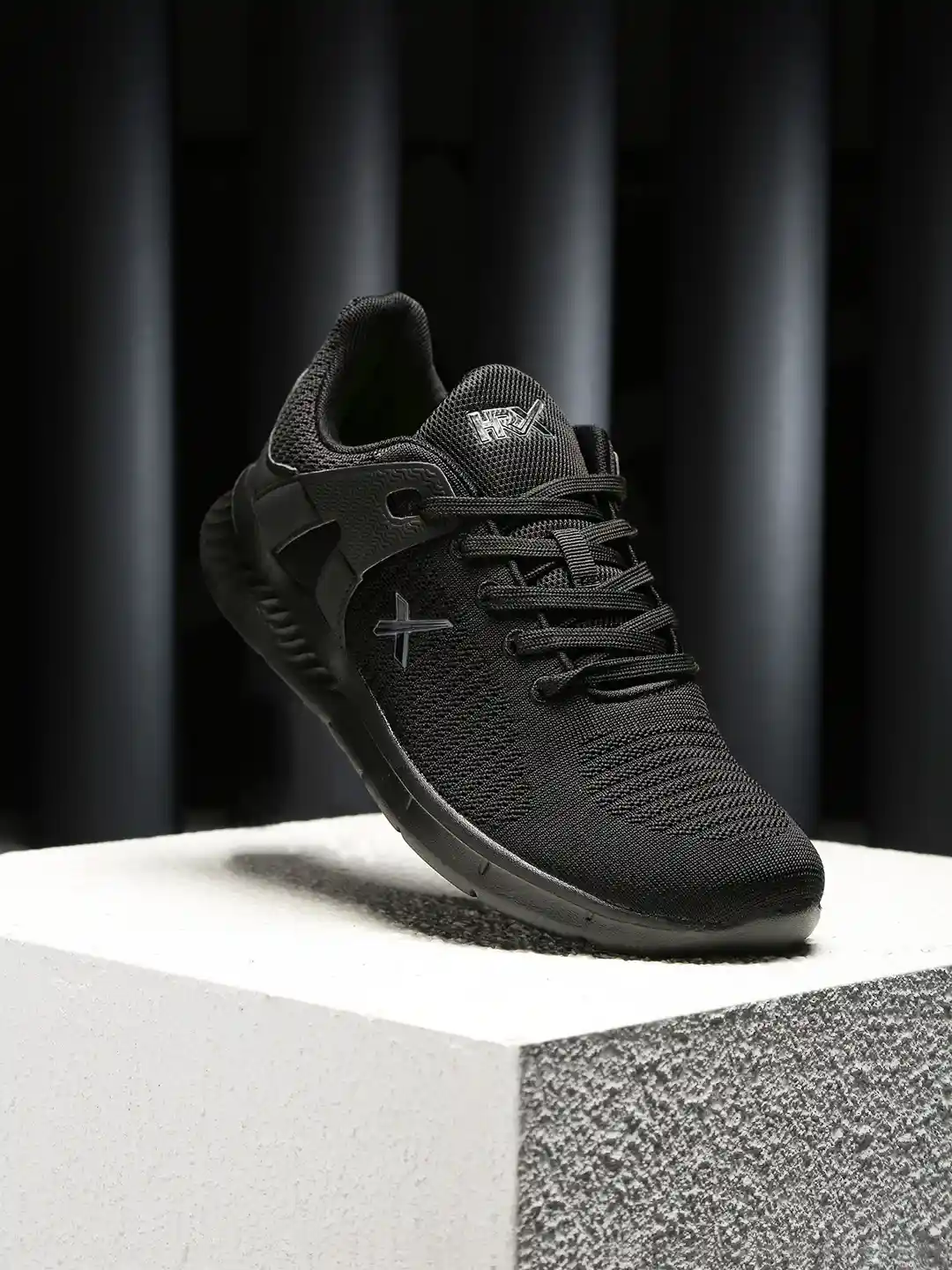 Buy HRX by Hrithik Roshan Men Black Knit Running Shoes - Main Image