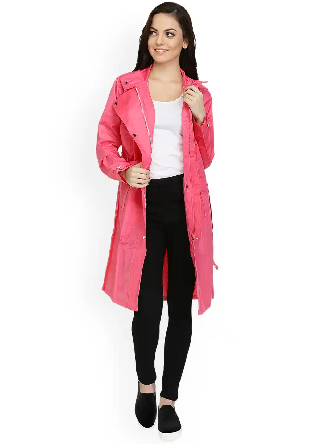 Buy Zeel Pink Knee Length Rain Jacket Rain Jacket for Women