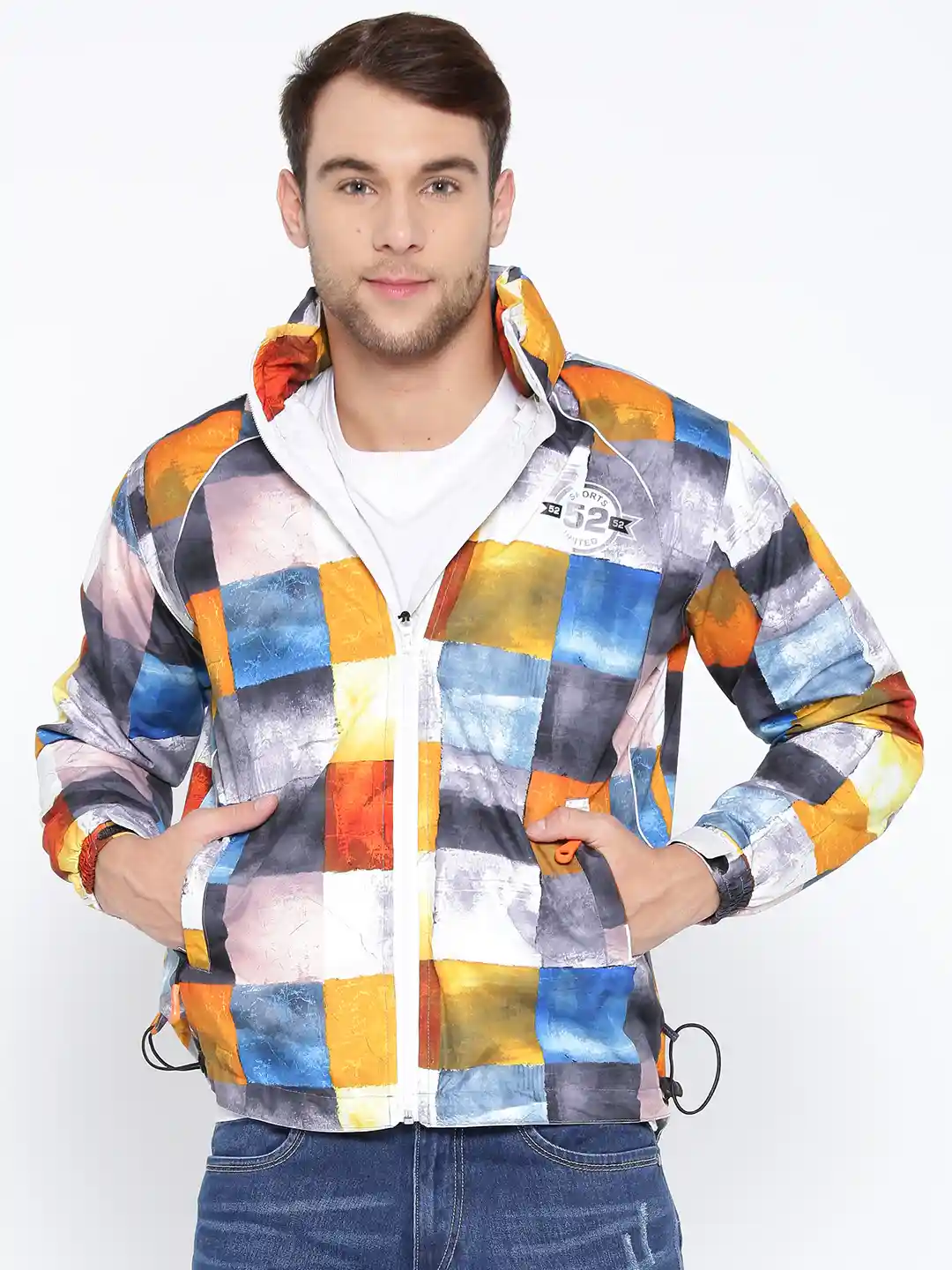 Buy Sports52 wear Men Multicoloured Printed Hooded Rain Jacket
