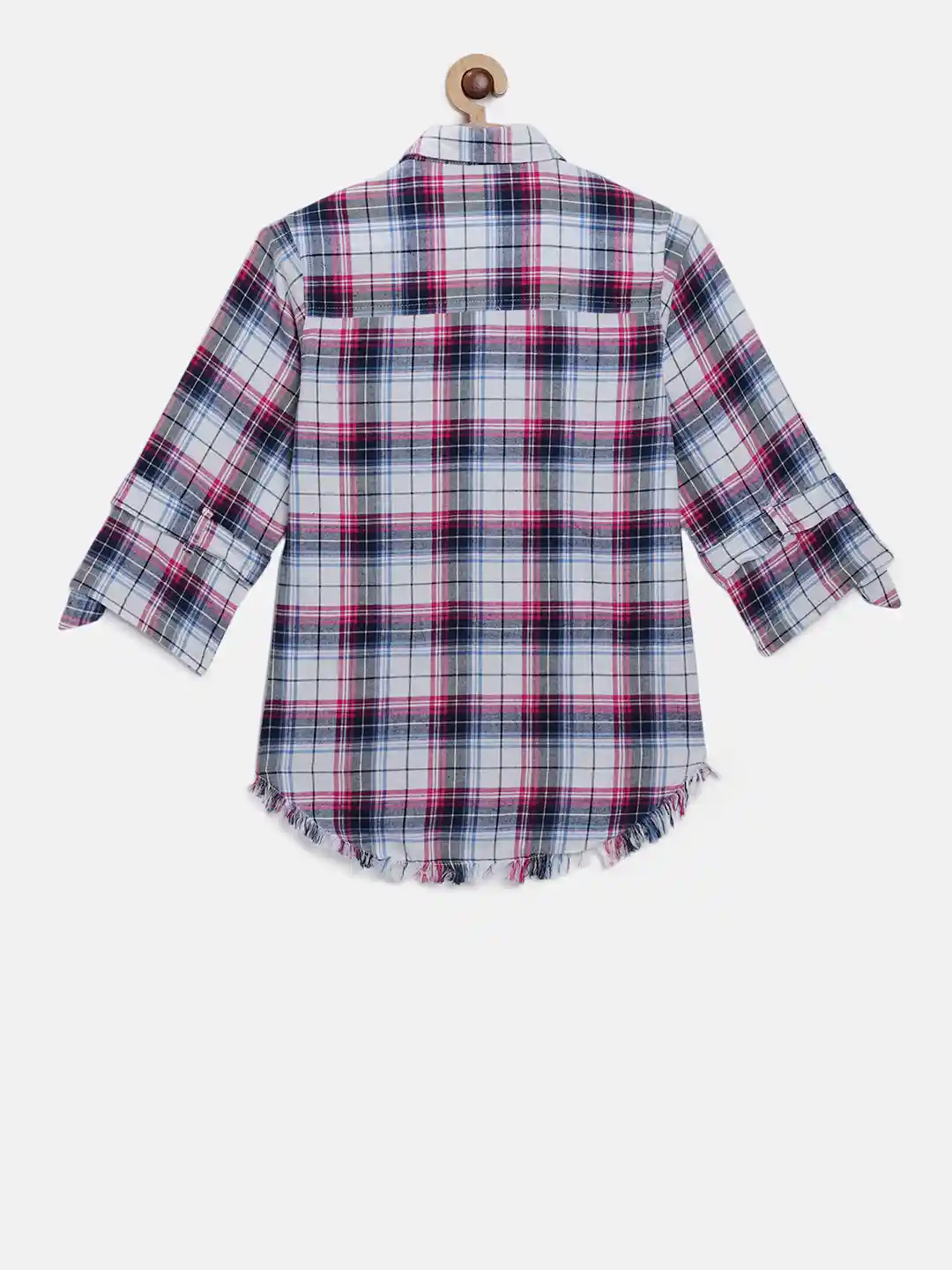 Buy Gini and Jony Girls White Blue Checked Shirt Style Pure