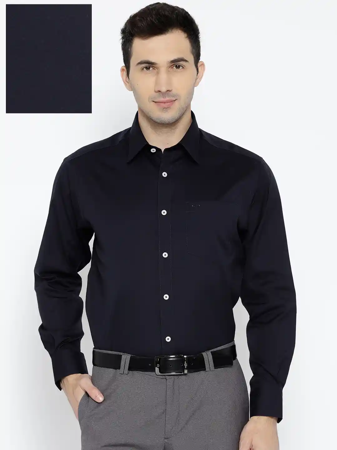 Buy ColorPlus Men Navy Classic Fit Wrinkle Free Formal Shirt