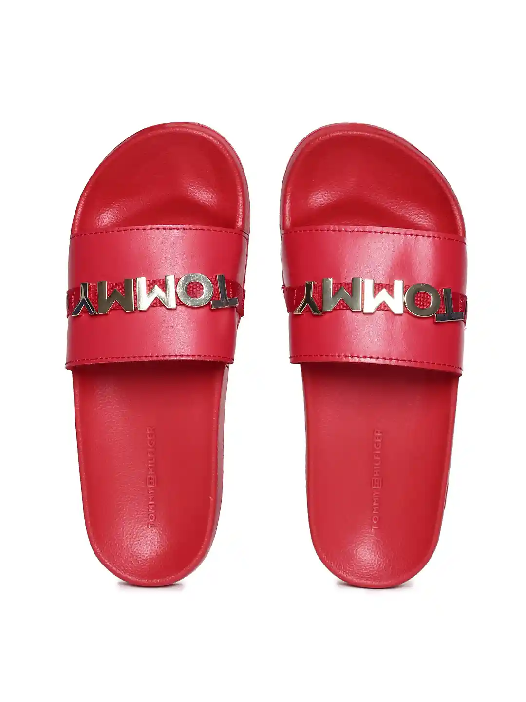 Buy Tommy Hilfiger Women Red Solid Beach Sliders Flip Flops for