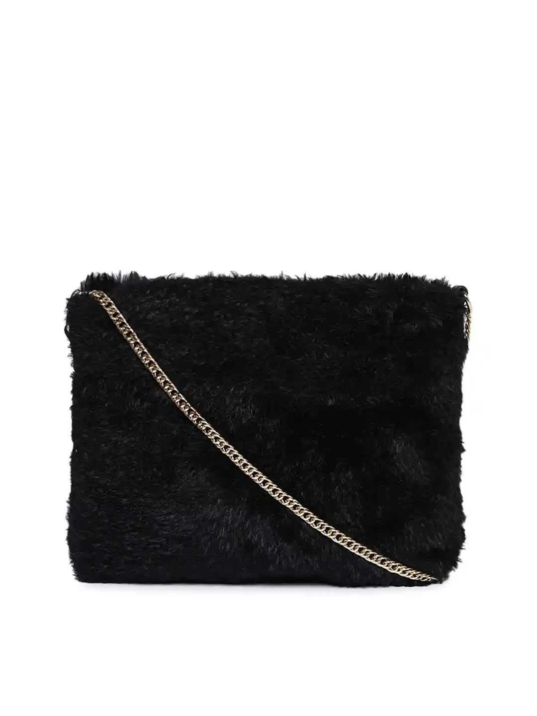 Sling Bag Black Faux Fur Purse JADEDLONDON Blackout Faux Fur