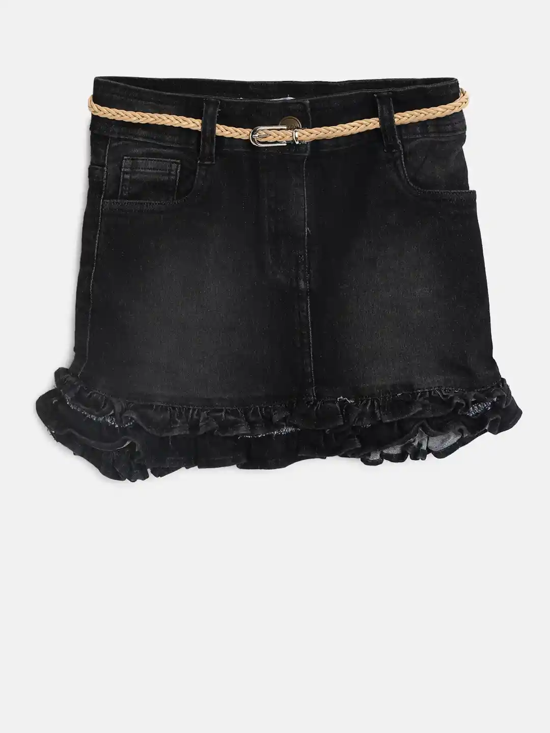 Buy Tiny Girl Black Denim Washed Straight Skirt Skirts for Girls