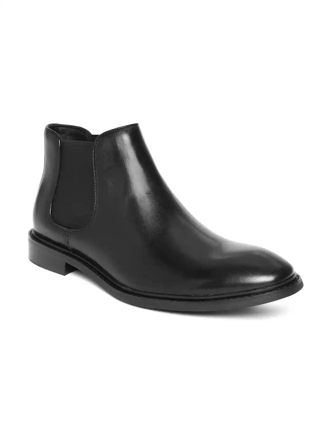 Buy Dune London Men Black Solid Leather Mid-Top Flat Boots Boots - Main Image