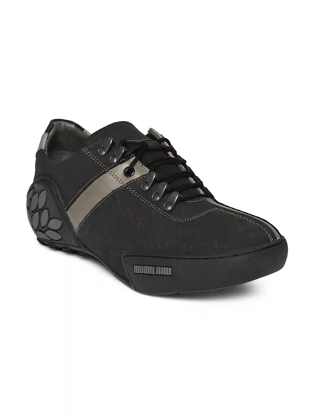 Buy Woodland Men Black Nubuck Textured Sneakers Casual Shoes for